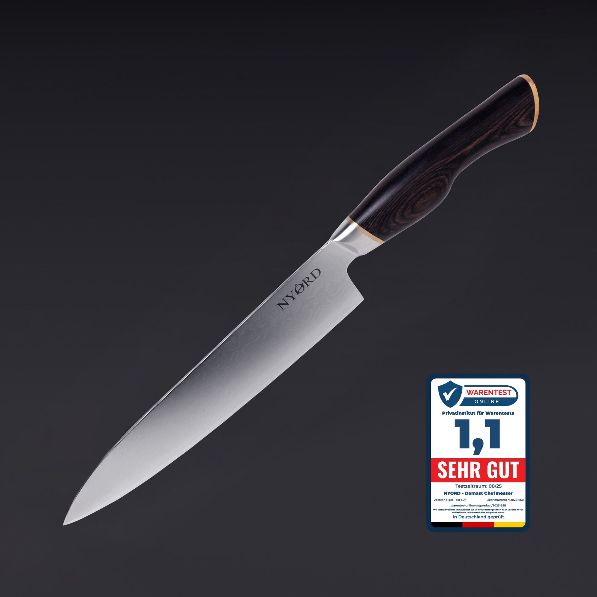 Damast Chefmesser Frontansicht