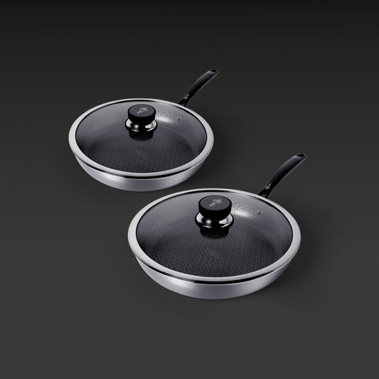 STAINLESS STEEL PANS SET OF 2