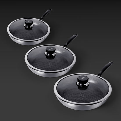 STAINLESS STEEL PANS SET OF 3