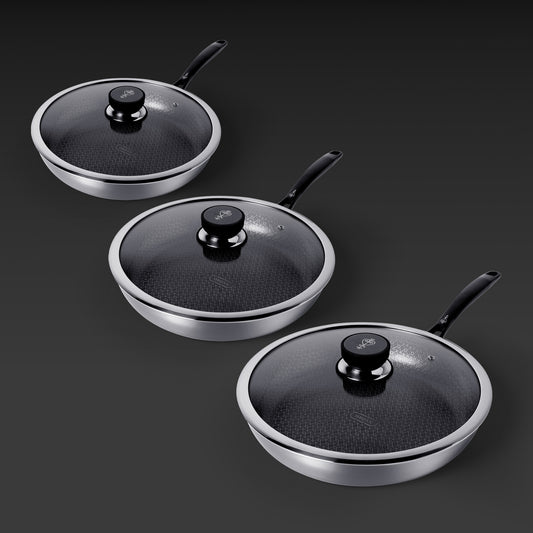 STAINLESS STEEL PANS SET OF 3