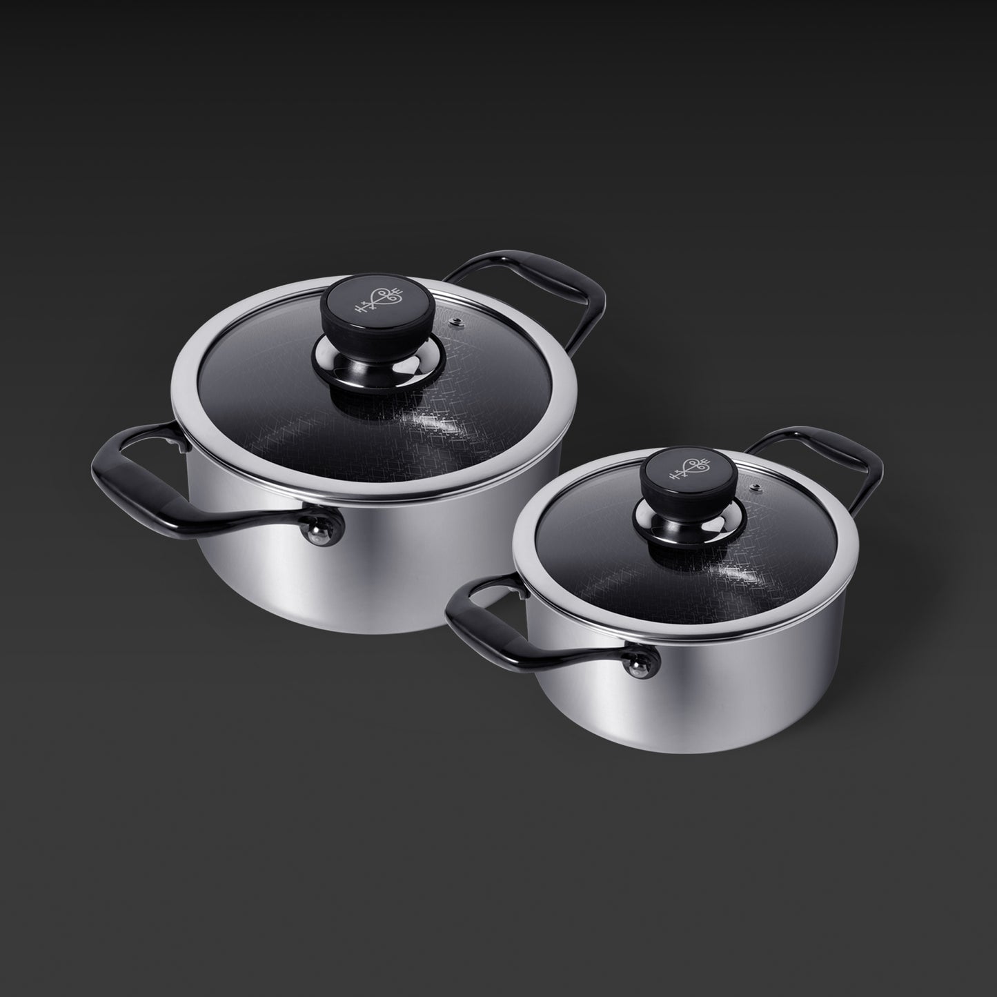 STAINLESS STEEL POTS SET OF 2
