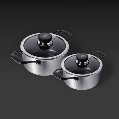 STAINLESS STEEL POTS SET OF 2