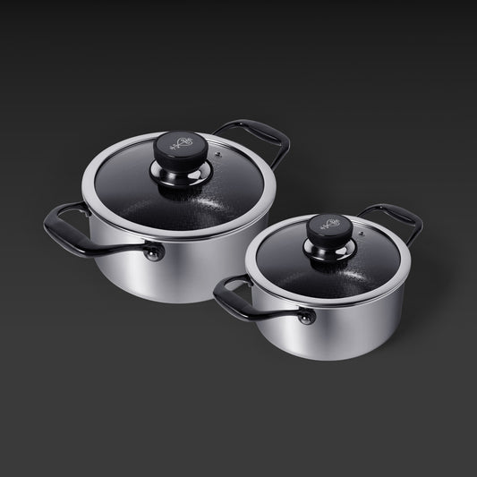 STAINLESS STEEL POTS SET OF 2